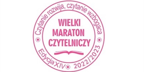 Powiększ grafikę: Logo. Wielki maraton czytelniczy. Czytanie rozwija, czytanie wzbogaca, Edycja XIV 2022/2023