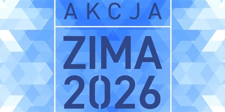 Powiększ grafikę: Na niebiesko - białym tle granatowy napis Akcja Zima 2026